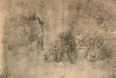 Vari studi di un nudo maschile, Michelangelo